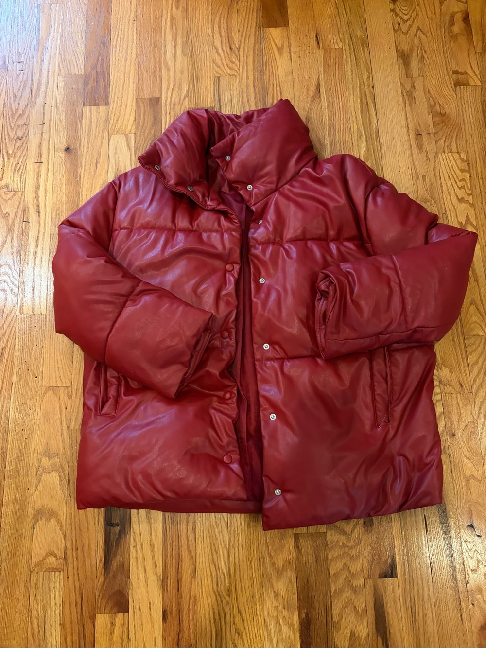 Avec Les Filles Deep Red Quilted Puffer Coat